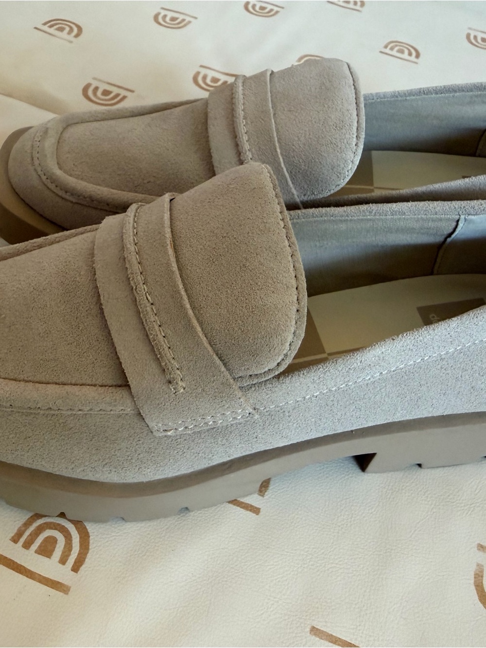 Dolce Vita Elias Light Beige Suede Lug Sole Loafers